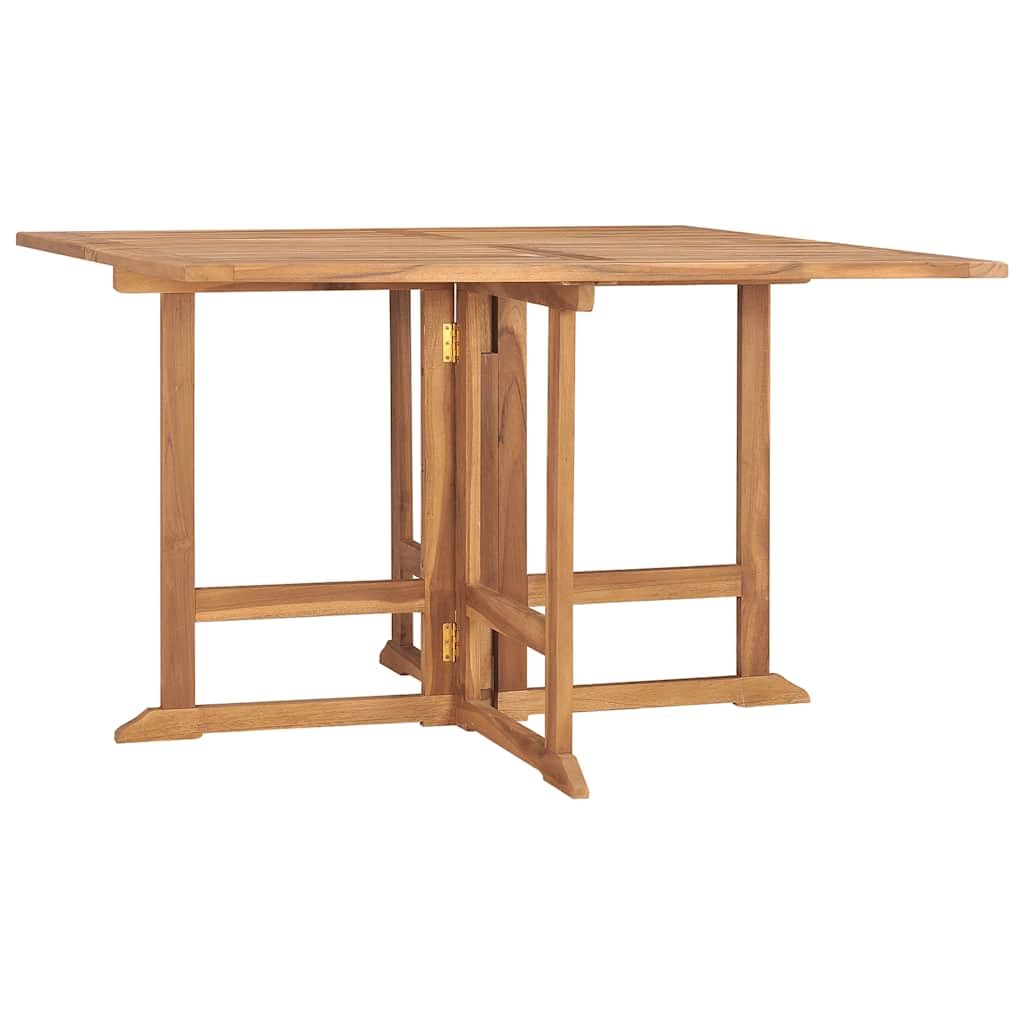 Set da pranzo da giardino pieghevole in legno massello teak, 110 x 110 x 75 cm, per giardino, terrazza e balcone, resistente alle intemperie, salvaspazio