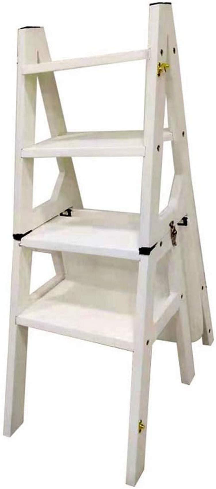 Échelle pliante multifonctionnel en bois support de fleurs et chaise