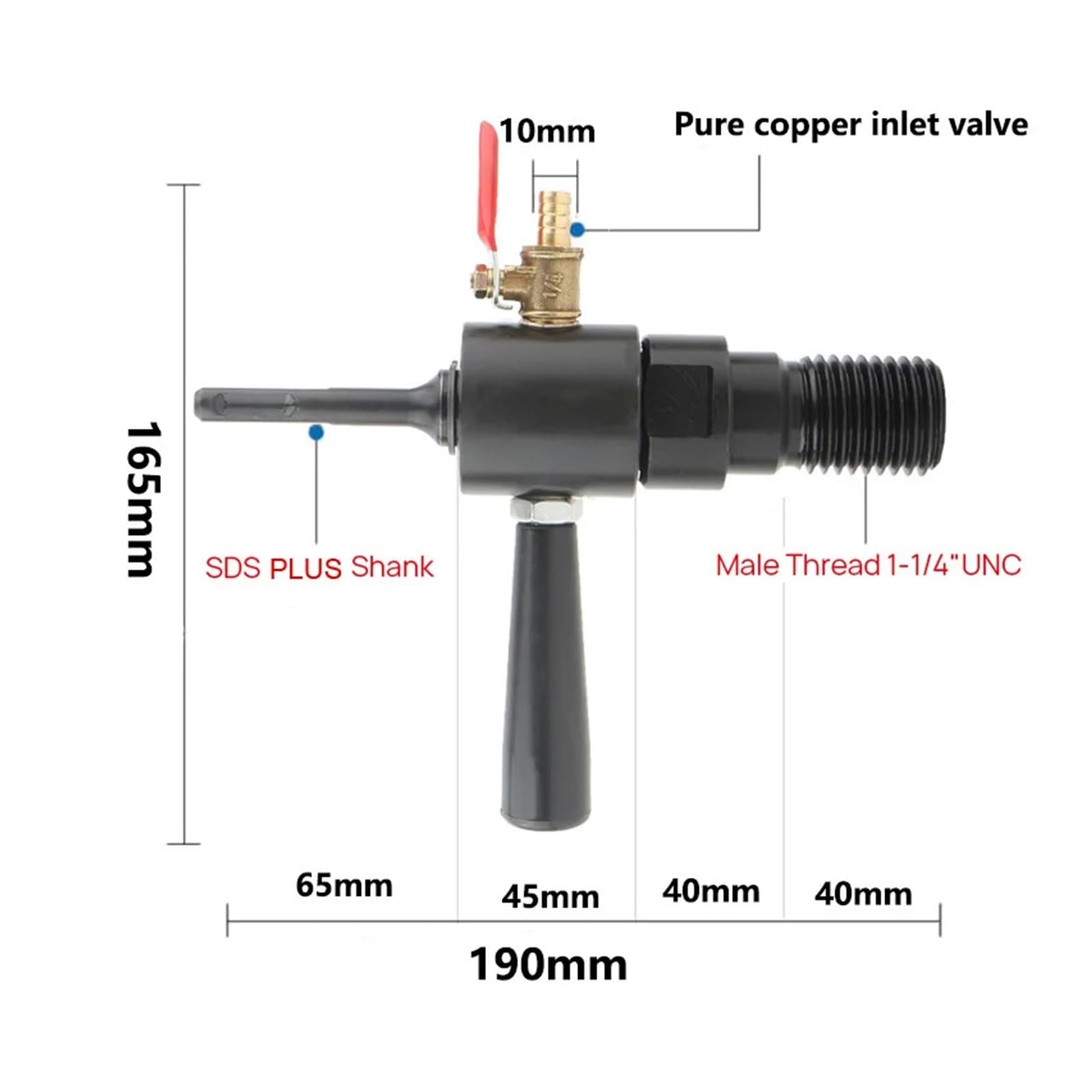 Adapter diamentowy do wtrysku wody 1 1/4 "-7 UNC gwint męski do konwertera połączenia SDS PLUS do elektrycznej wiertarki udarowej