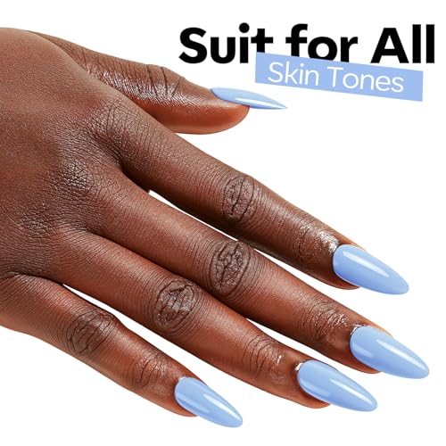 Image of modelones Powder Blue Gel Nail Polish Ligh Blue Pastel Nail Poish Soak Off Pastel U V DIY Gel Nail Manicure 15 ML
