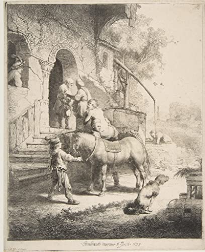 Toile Rembrandt le Bon Samaritain 60x90cm, créez une ambiance galerie d'art dans votre grand salon