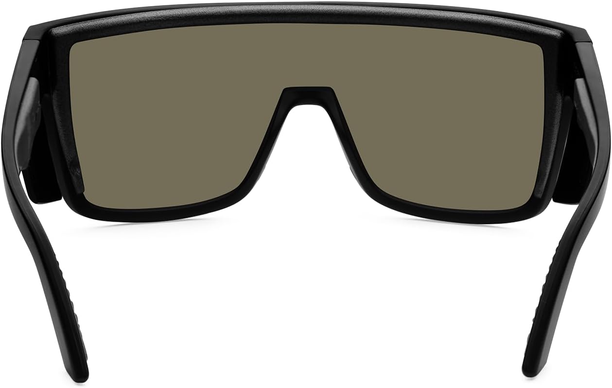 BOMBER Saftey Glasses for Men and Women, Blue Mirror Safety Lens, with Matte Black Square Frame and Non Slip Foam lining, Removable Side Shields included, z87 Compliant - BZ103BM