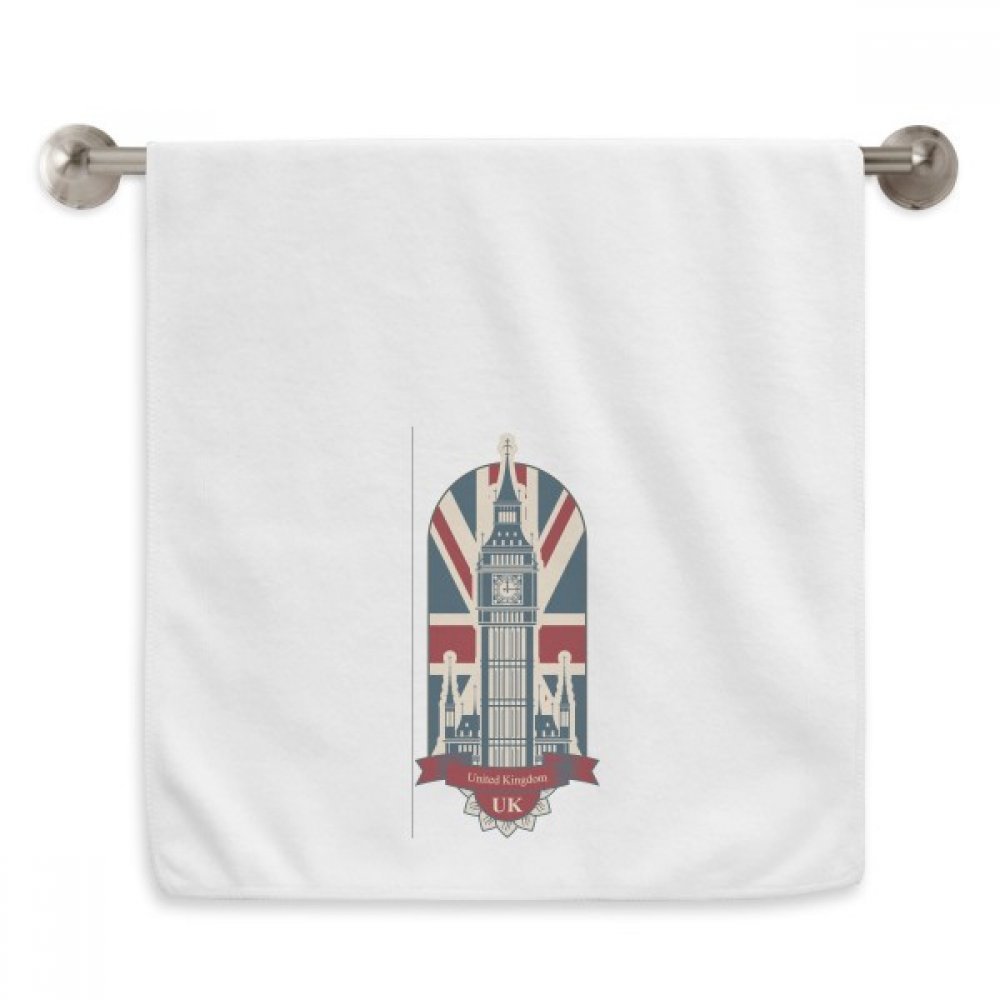 Serviette Union Jack Londres Big Ben en coton blanc douce 33x74 cm