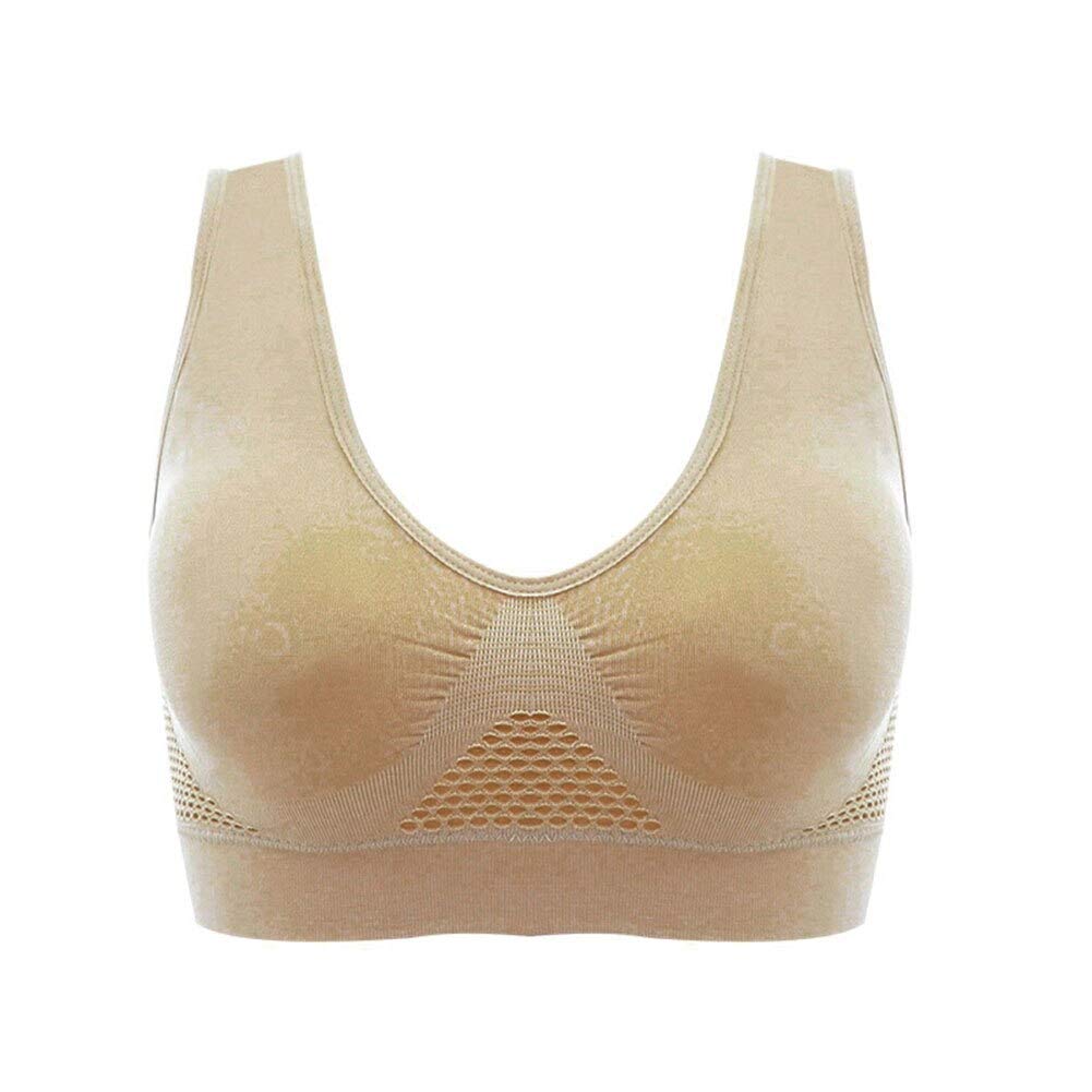 ZD-DZ Women Comfort Wireless Yoga Bra Breathable Summer Fitness Sport Brassiere (Color : Nude, Size : M)