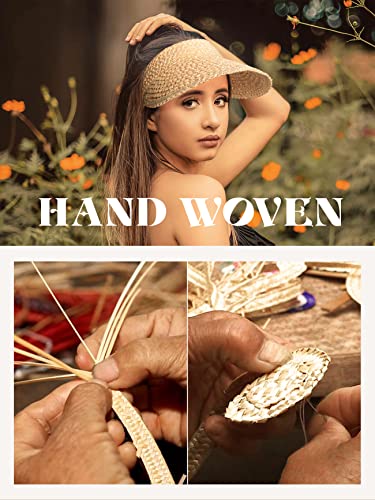 Visors For Women, Sun Visors For Women Straw Hats For Women Handmade Sun Hat Womens Packable Beach Hats For Women Ivory #TOP3
