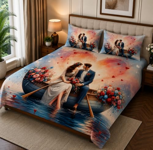 Image of 7D Digital Printed King Size Bedsheet | 240TC Premium Cotton Feel Microfiber with 2 Pillow Covers | Soft Breathable & Wrinkle Free Bedding Set | (Graphic7d, King Size-225x250CM)