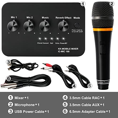 Inncen Karaoke Mixer System mit Mikrofon, 4 schaltbare Reverb-Effekte und 2 Mikrofonausgänge für Karaoke, Heimkino… - Image 8