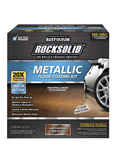 Black Friday - 50% OFF Rust-Oleum 286895 Rocksolid Metallic Garage Floor Coating, 70 Fl Oz (Pack of 1), Earth Brown