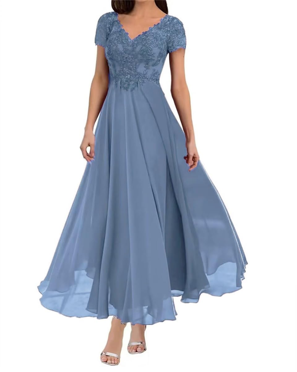 High Waist Anniversary Dresses Ruffles Outdoor Bridal Gowns Backless Formal Evening Party Gown Slate Blue UK18