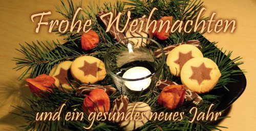 Weihnachtskarten DIN Lang mit Umschläge 25 Stück, 300g/m² Karton, Grußkarten, Klappkarten, Weihnachten, Weihnachtskarte “ Frohe Weihnachten und ein gesundes neues Jahr “ Cover