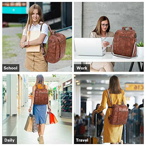 Backpack-Purse-for-Women-Large-Shoulder-Bags-with-USB-Charging-Port-fit-156-inch-laptop-Waterproof-PU-Leather-Casual-Women-Handbag-Anti-Theft-Bookbag-Purse-for-Work-Office-Travel-College-School