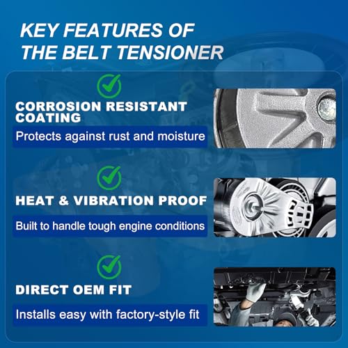 Image of Drive Belt Tensioner Assembly Replacement Fits Chevy Cruze 2011-2016, Sonic 2012-2020, Trax 2015-2021, Buick Encore 2013-2021, 1.4L L4, Serpentine Belt Tensioner Replace# 25195388 38344 89637