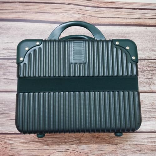 Image of SUNBEETMini Hard Shell Hard Travel Luggage Makeup Case Small Portable Carrying Case Suitcase Organizer Makeup Storage Box for Women (B-Dark Green)