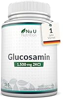 Glucosamin Glucosaminsulfat 1500mg 2KCI Hochdosiert - 365 Tabletten - 12 monate vorrat - Versorgung für ein Jahr - Hochwertig - Von Nu U Nutrition