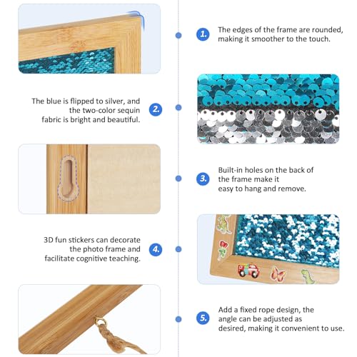 Image of Flenpptly Sensory Wall | Sensory Wall Panel for Kids | Sequin Fabric Sensory Wall | Sequin Sensory Wall Frame | Sequin Flip Fabric | Sensory Wall Panel | Wall Sensory Board (Blue)