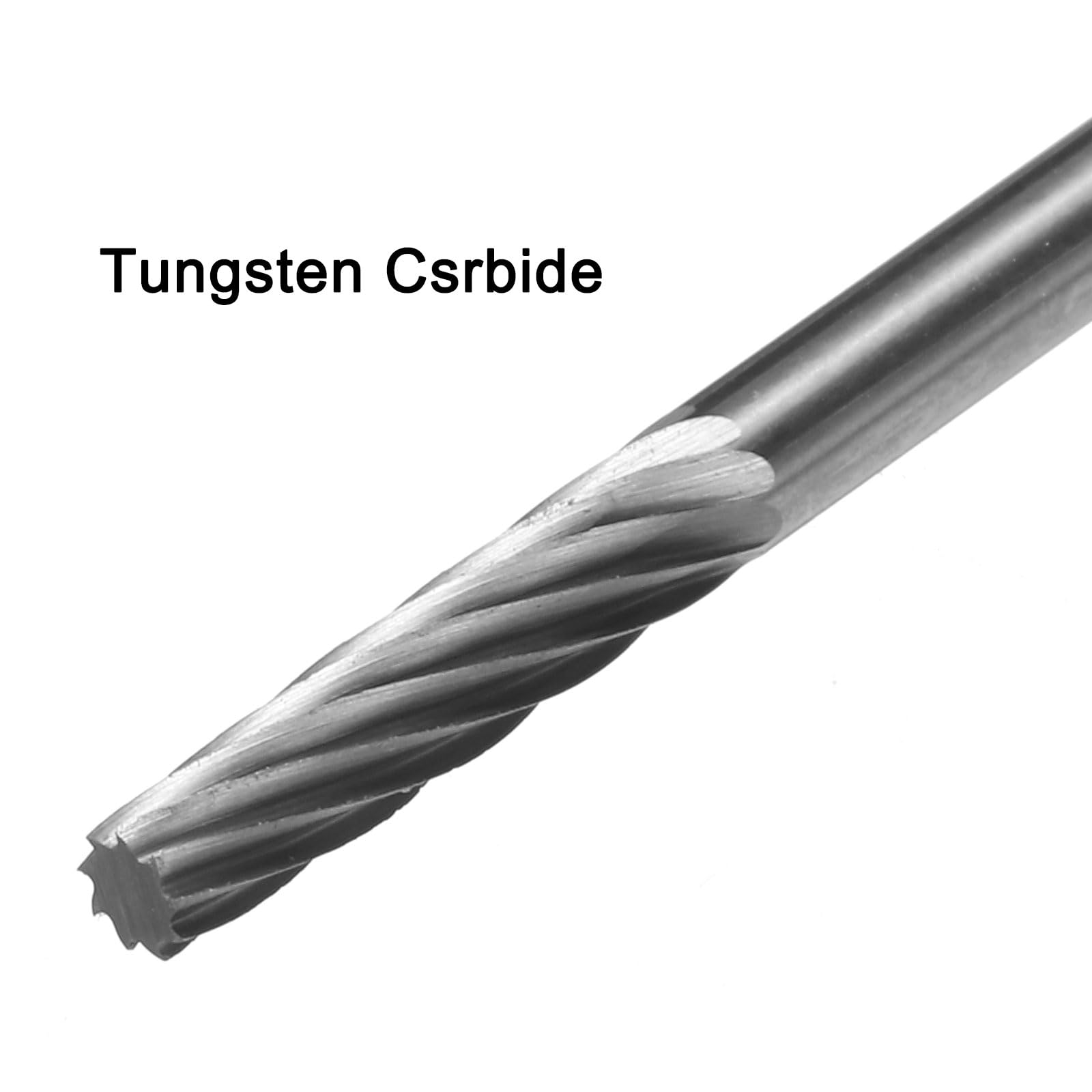 QUARKZMAN Frese Rotative Carburo Tungsteno Asta 1/8", Fresa Rotante a Forma di Cilindro Piatto con Taglio Singolo 3mm Dia, per Lucidatura Intaglio Metalli Duri Acciaio Legato, 4pz