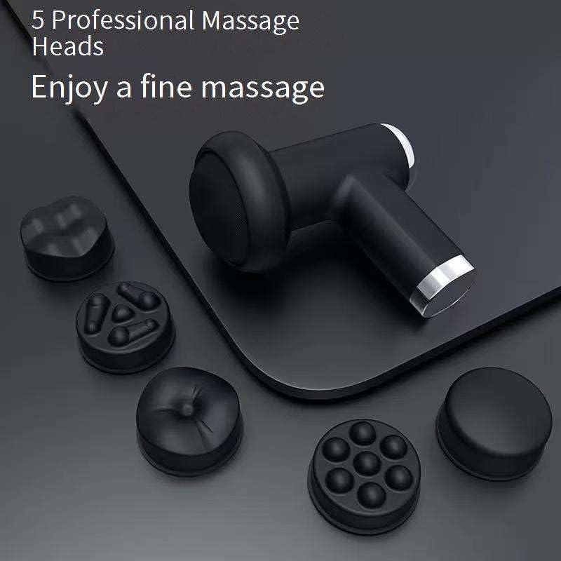Image of Kmils Rechargeable Handheld Body Massager, Deep Tissue Electric Massage Gun with 5 Interchangeable Heads & USB Cable, Portable Muscle Pain Relief Massager for Neck, Back, Legs, Shoulders (Black)