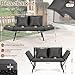 Gartenbank Polyrattan mit Liegefunktion, 2-Sitzer Gartensofa mit Verstellbare Armlehnen, Outdoor Sofa Wetterfest mit Sitzpolstern & Kissenfür, 3 in 1 Balkon Sofa für Garten,Balkon & Terrasse, Grau