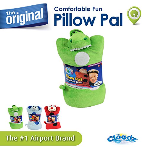 Image of Cloudz Kids Super Soft N' Cuddly On Hand Animal Airplane Travel Pillow Pal! Keep Children Comfy and Supported with a Buddy While Traveling or just Resting at Home - Dinosaur