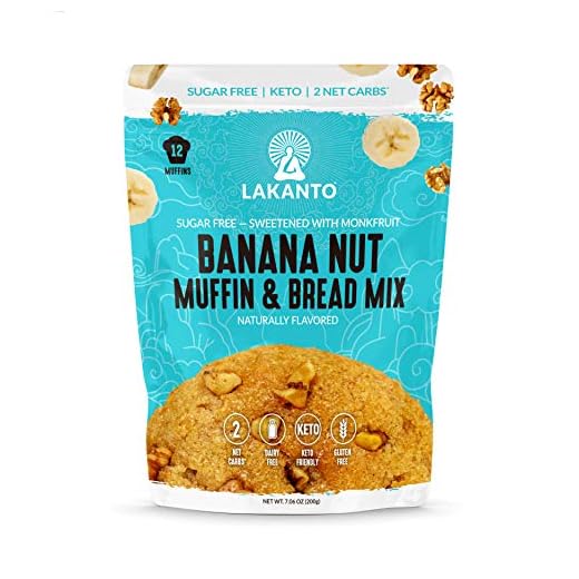 Low-Carb Keto Banana Bread – Sweet Without the Sugar Crash Lakanto Sugar Free Banana Nut Muffin and Bread Mix - Sweetened with Monk Fruit Sweetener, 2g Net Carbs, Gluten Free, Naturally Flavored, Keto Diet Friendly, Dairy Free (12 Muffins)