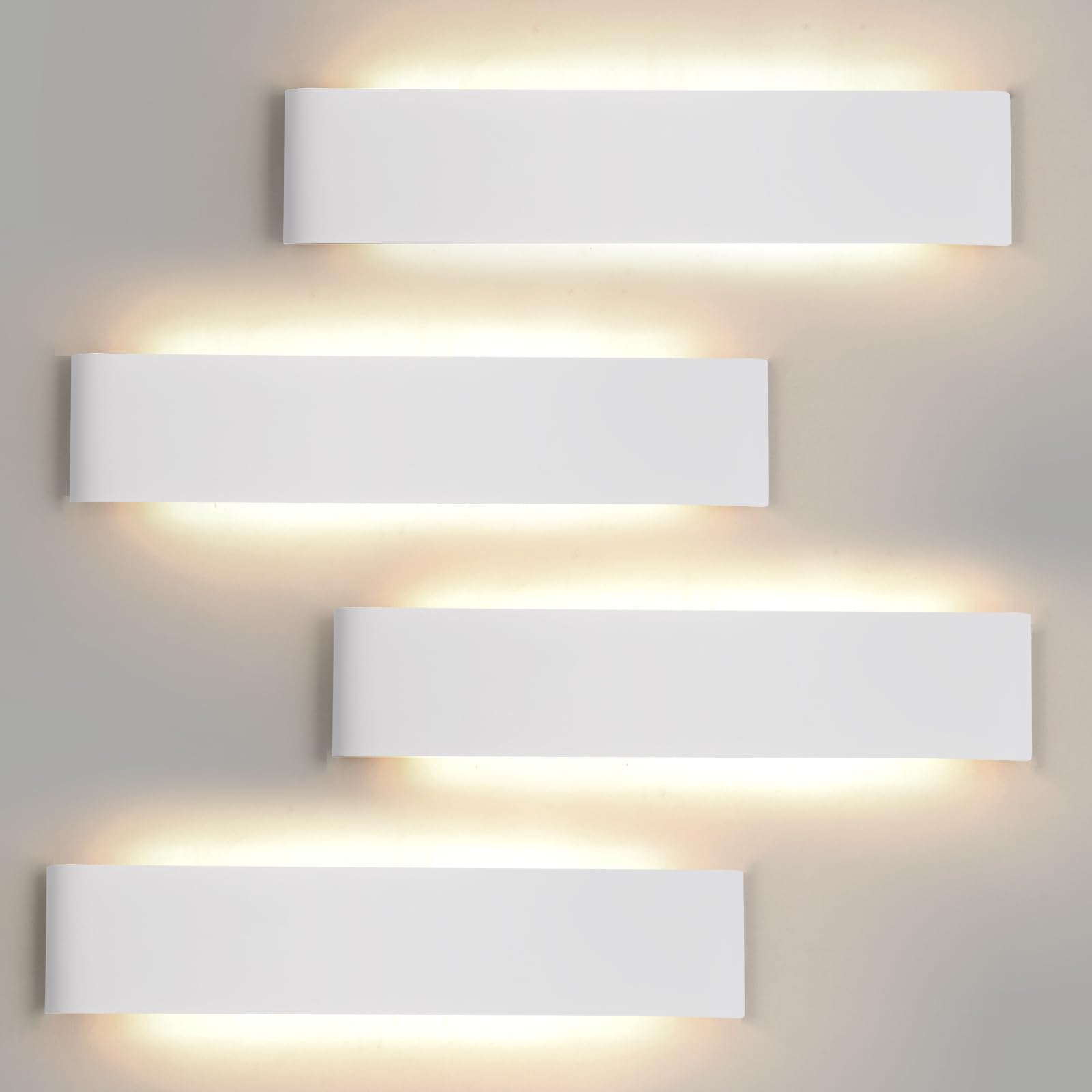 Mille Lucciole Applique da Parete Interno Dimmerabile 24W,Lampada da Parete Interno 3 Colore Dimmerabile 3000K/4000K/6500K,Applique LED da Parete Interno 2880LM 4 Pezzi Bianco
