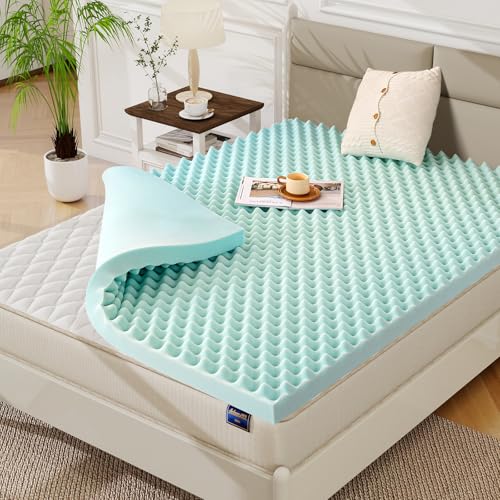 2 Inch Queen Size Egg Crate Cooling Gel Memory Foam Mattress...