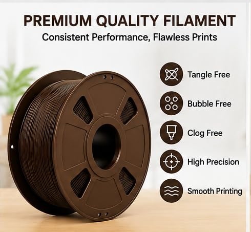 Image of PLA 3D Printer Filament 1.75mm, 1kg Spool (2.2 lbs) - UV /Heat /Weather Resistant, Strong Layer Bonding, Smooth Printing, Low Odor, Outdoor Functional Prototypes, FDM Compatible (Brown, 200 Gram)