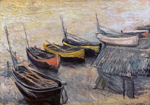 Bateaux sur la plage Monet impression sur toile pour decoration chambre zen