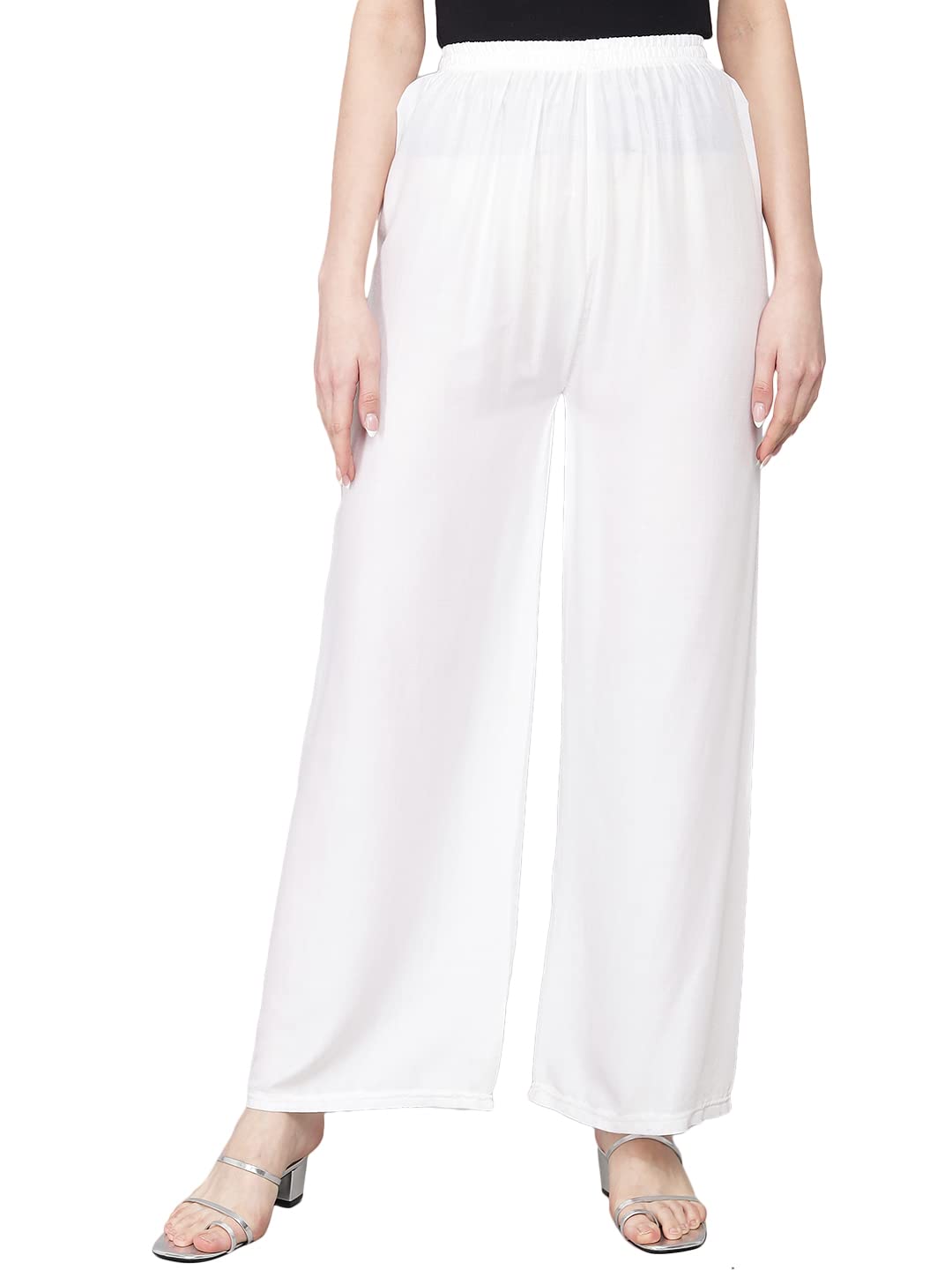 COREFABFlared Solid Rayon Palazzo in 10 Attractive Colours for Women's and Girl's, in Sizes :- (28,30,32,34,36 and 38) in Inches Waist Size