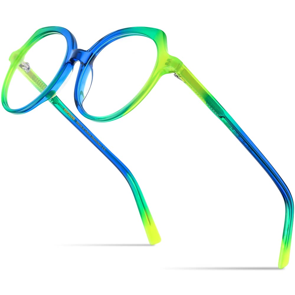 HEPIDEM Gradient Multicolor Acetate Glasses Frame Women Eyeglasses Optical Spectacles with Cat Eye Frames Round Lens