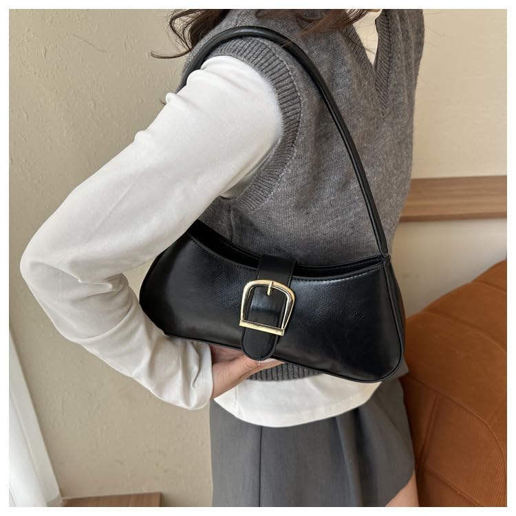 Women Small Shoulder Bag Trendy Underarm Purse PU Leather Handbag with Zipper Closure4