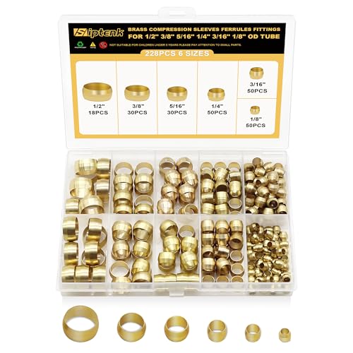 Siptenk STANDARD SAE 228Pcs Brass Compression Sleeves Ferrules cover