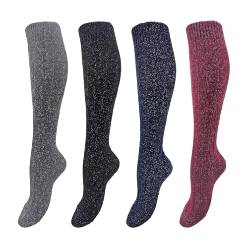 Prisco Glitzersocken – Lurex Kniestrümpfe Damen, Lange Socken...