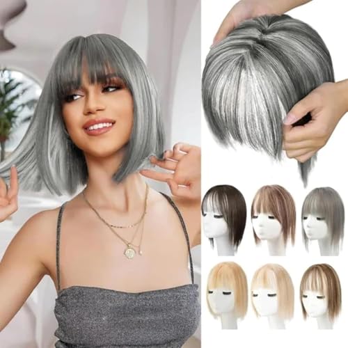 2026 Toppers de Cabello Natural con Flequillo for Mujeres, Topper Peluca Pelo Natural for Cabello Fino, Pinza for Cabello con Flequillo de 360 ​​° con Cubierta 3D for Diario