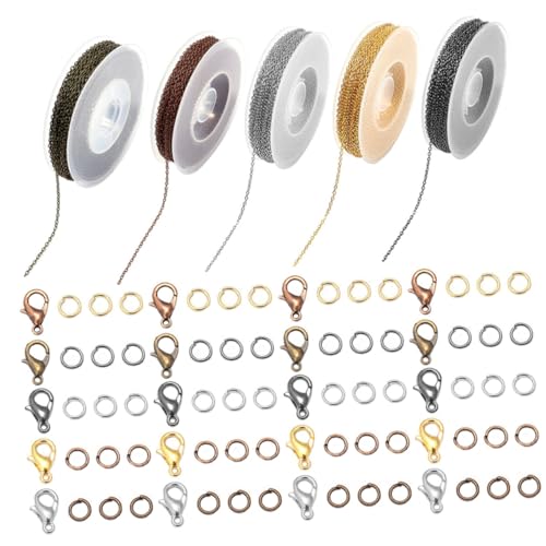 Cabilock Catene in Metallo per Creazione di Gioielli Chiusura Moschettone e Anelli Adatte per Collane e Bracciali DIY Materiali Robusti e Durevoli