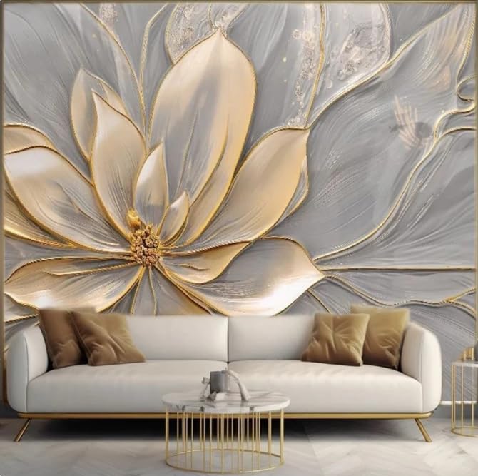 Papier peint fleurs 3D pour transformer le mur du salon