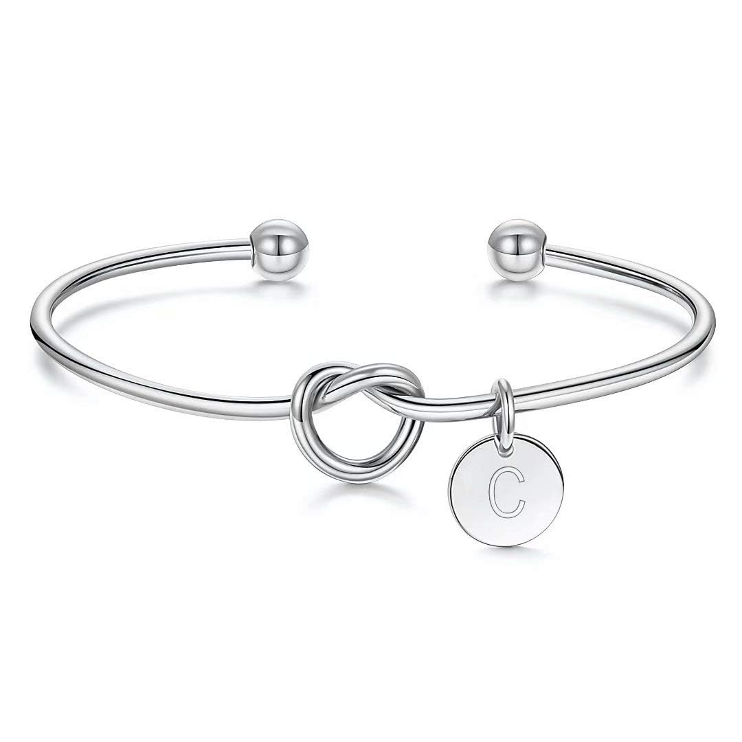 M MOOHAM Gold Initial Bracelets for Women, Tie the Knot Letter A-Z Bracelet