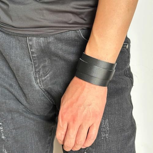 Pulsera de cuero trenzado ancha estilo punk rock miniatura 4