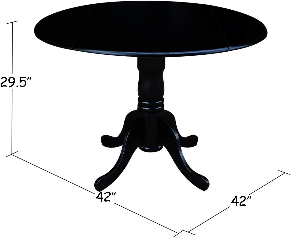 International Concepts 42" Dual Drop Leaf 2 San Remo Chairs Dining Table, Black