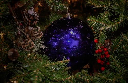 Image of Christmas Ball Ornaments Set, Extra-Large Giant Hanging (SPN Decor) (Blue Shiny, 8 in (X-Large, Jumbo))