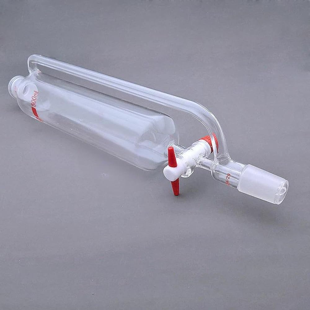 Embudo de vidrio de laboratorio de presión constante de boca estándar de 10 ml a 1000 ml, embudo de separación de goteo cilíndrico.(500ml 24x24)