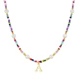 Colorful Initial Necklaces for Girls Women Kids - Christmas Stocking Stuffers Beaded Pearl Choker Necklace for Women Teen Girl Gifts Trendy Personalized Letter Birthday Gifts Kids Jewelry