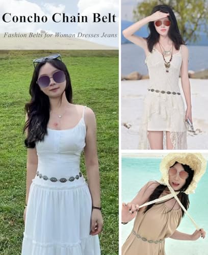 Silver Waist Chain Western Belts for Woman Rhinestone Cowboy y2k Jewelry Boho Chunky Belt for Dresses Jeans3