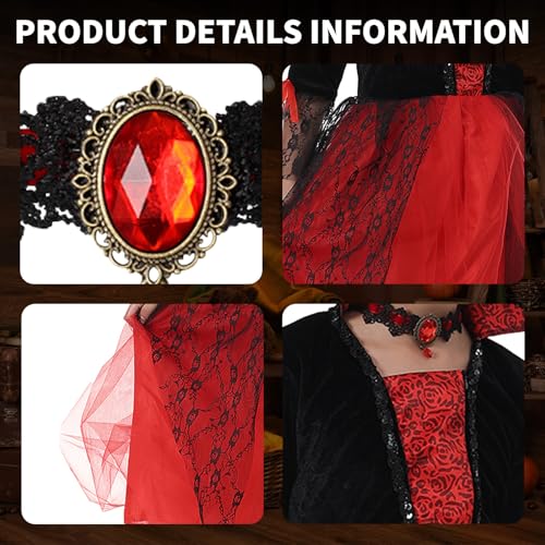 Disfraz de vampiro para niñas con falda tutu roja y accesorios miniatura 5