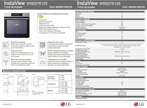 Lg WSED7612S - Four pyrolytique avec vapeur multifonction en acier inoxydable