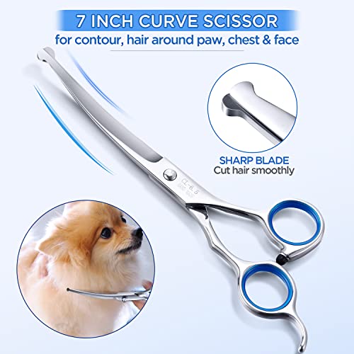 Gimars-Titanium-Coated-Professional-6-in-1-4CR-Stainless-Steel-Dog-Grooming-Scissors-with-Safety-Round-Tip-Heavy-Duty-Pet-Grooming-Scissor-for-Dogs-Cats-and-Other-Animals