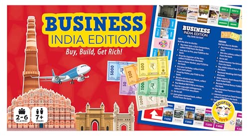 Image of Business India Edition Board Game | Classic Money & Property Trading Game | Monopoly Type Business | Travel Friendly | 6 Players | for Kids and Adults