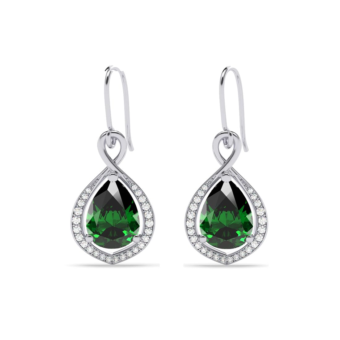 clara 925 Sterling Silver Jino Green Solitaire Pendant Earrings Chain Necklace Jewellery Set | Platinum Plated, Swiss Zirconia |Gift for Women and Girls-picture-13