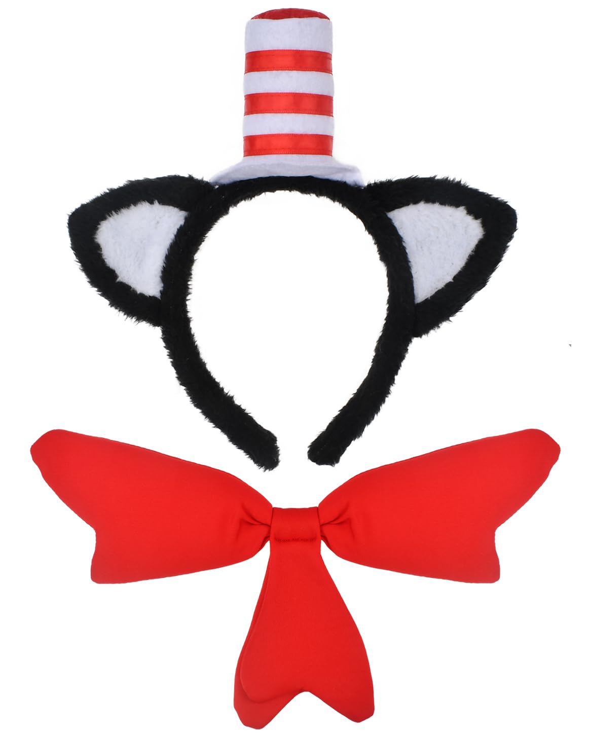 HODRME Cat Ears with Hat Headband and Bow Tie Set-Cat Costume Set Cosplay Party Halloween Accessories for Kids and Adults