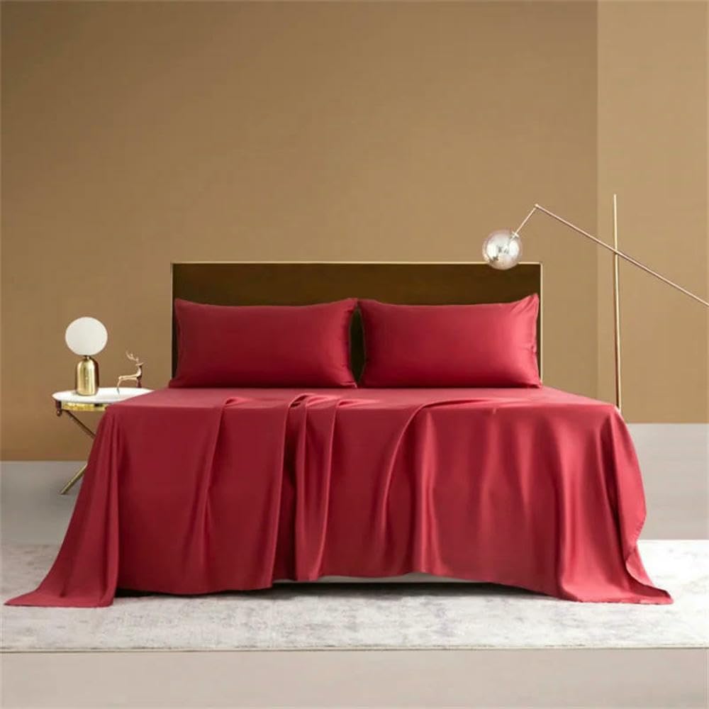Sábana Plana de bambú, 1 Pieza, sábana Suave de Lujo, sábanas para Cama Individual, Doble, tamaño King y Queen, sedosas (se Necesita Comprar una Funda de Almohada)